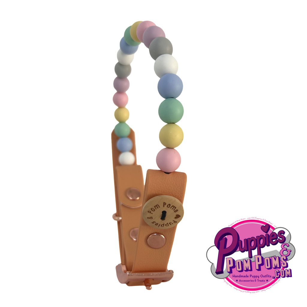 Handmade Vegan Beaded Dog Collar - Pastel Beads