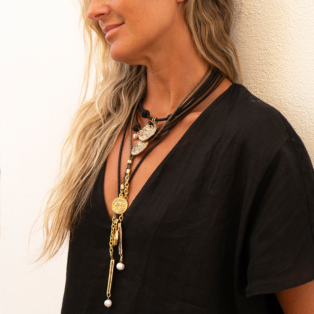 Collar largo moneda Auriga Monsul