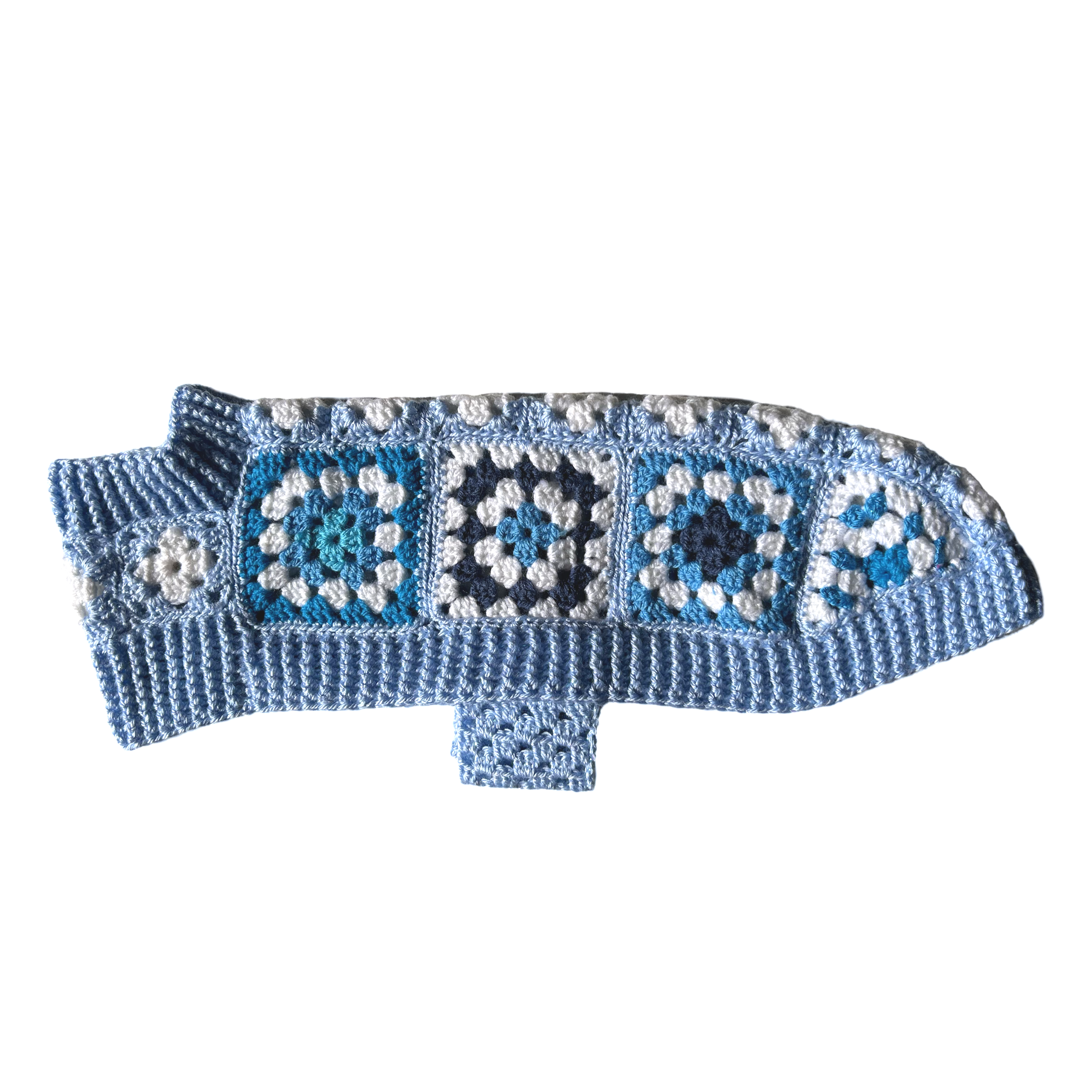 Handmade Crochet Dachshund Coat / Jumper - Baby Blue