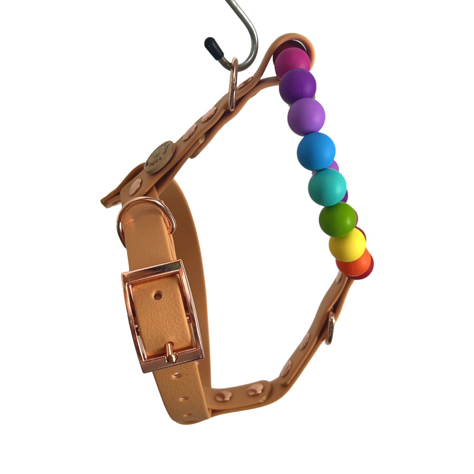 Handmade Rainbow Bead & Biothane Dog Harness - Vegan Leather / Waterproof Biothane