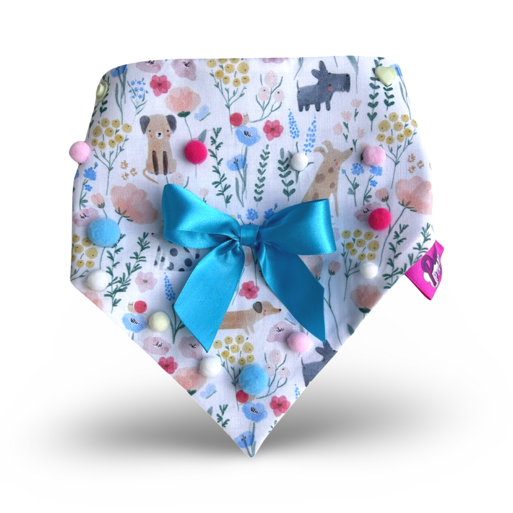 Meadow Dachshunds Pom Pom Bandana - Snap On
