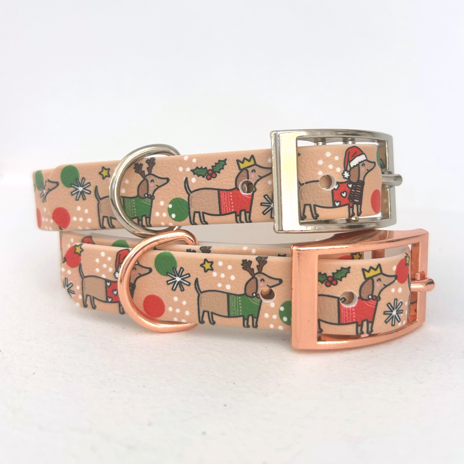 Christmas Dachshunds Handmade Dog Collar