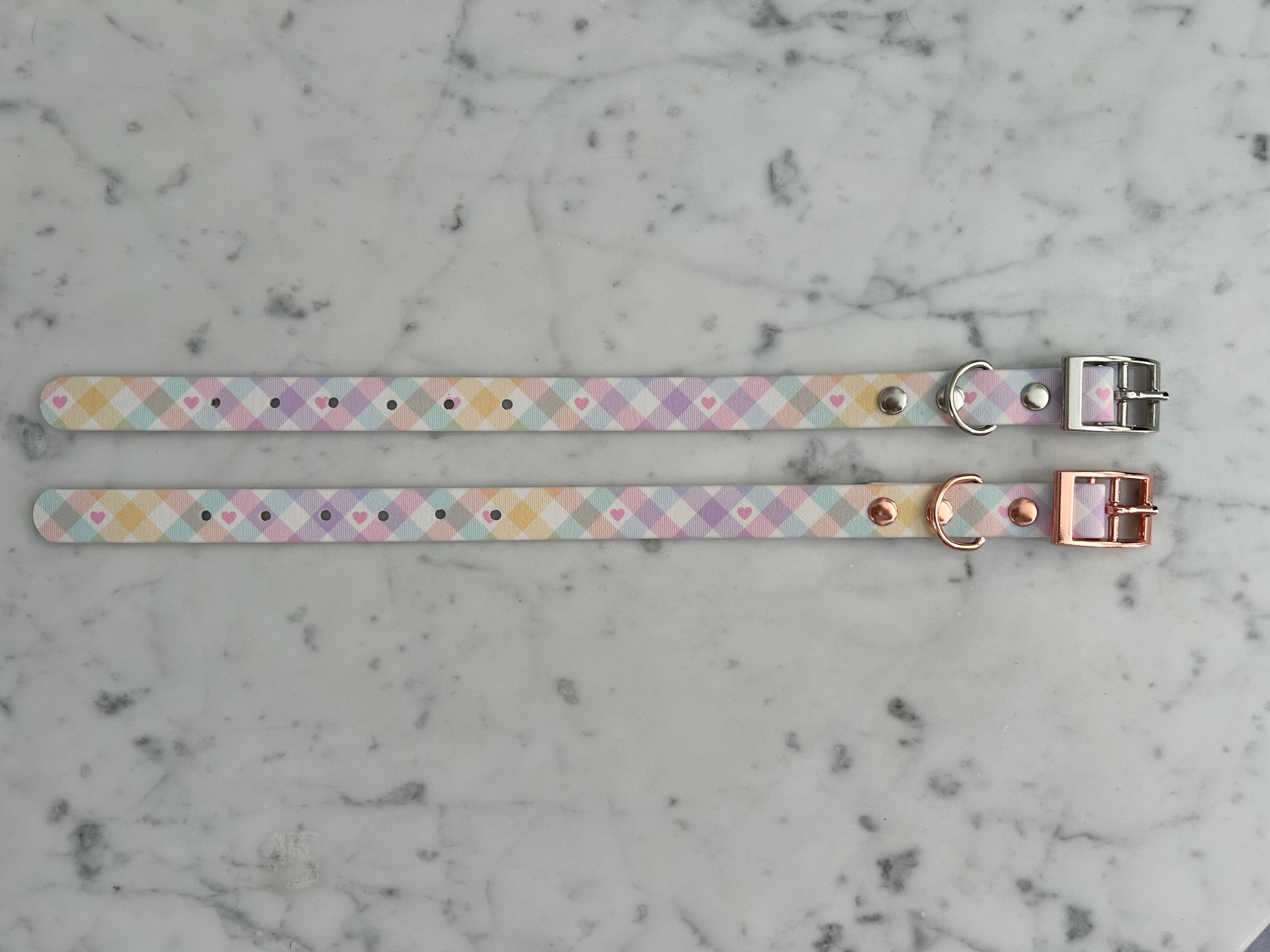 Pastel Vichy Handmade Dog Collar