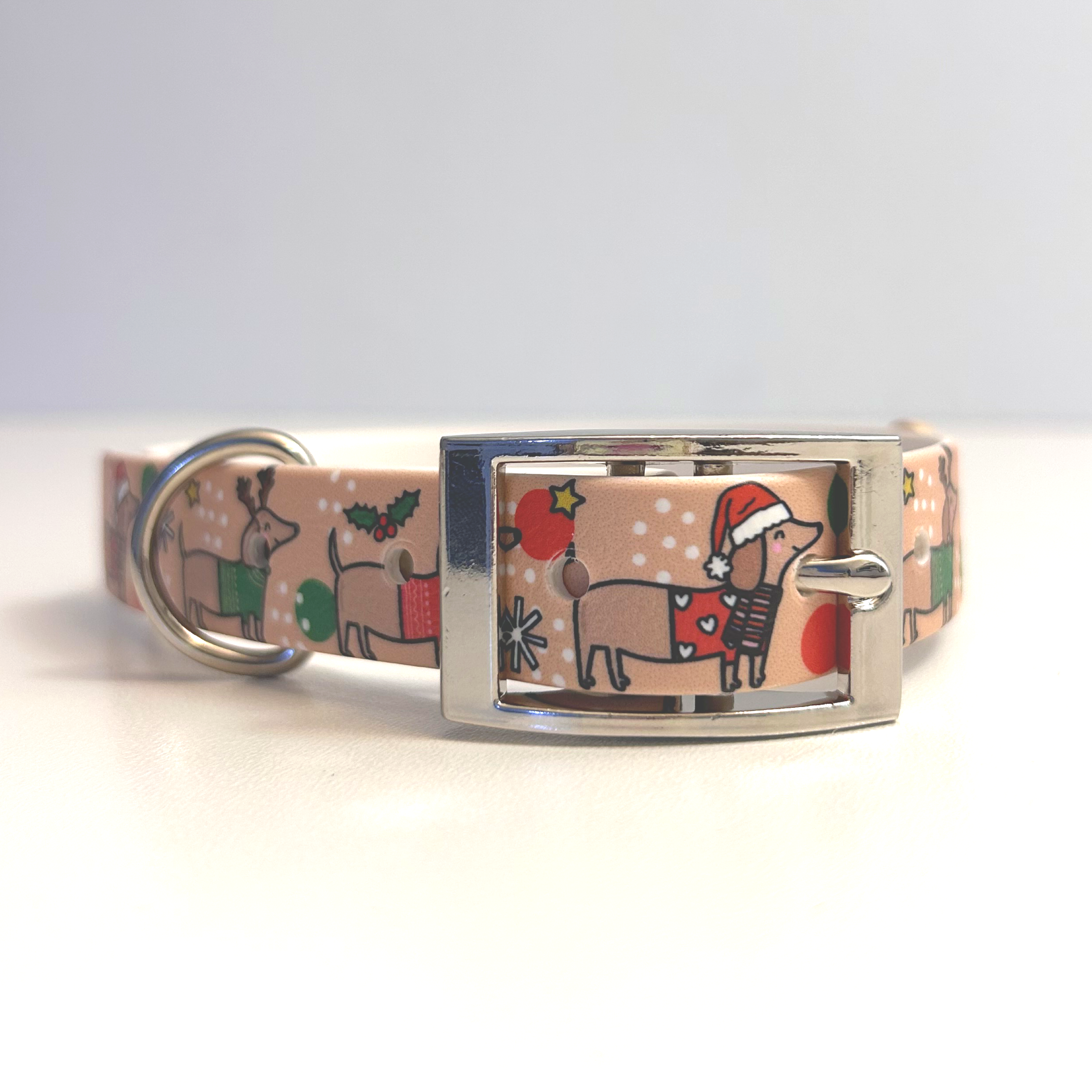 Christmas Dachshunds Handmade Dog Collar