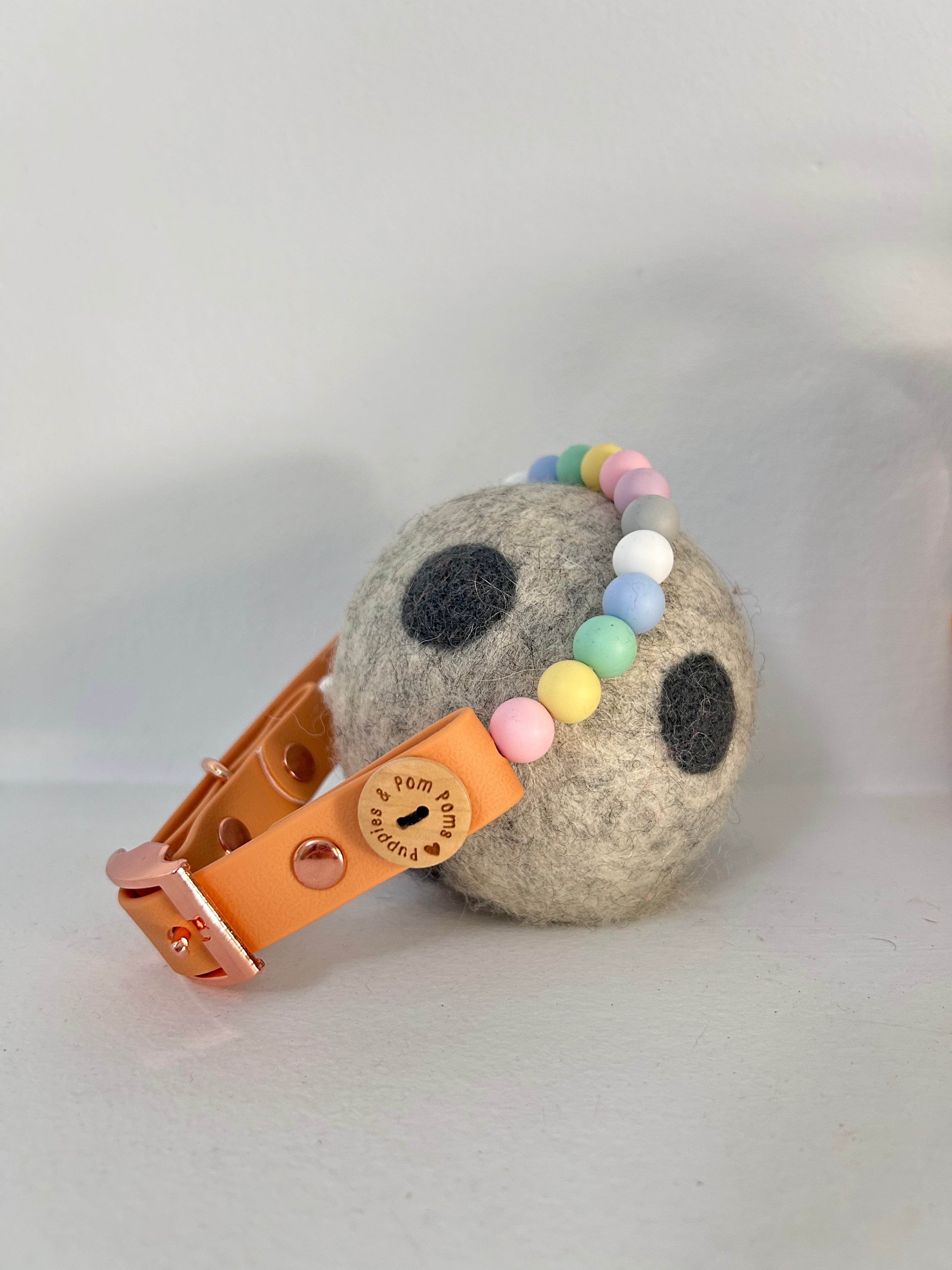 Handmade Vegan Beaded Dog Collar - Pastel Beads