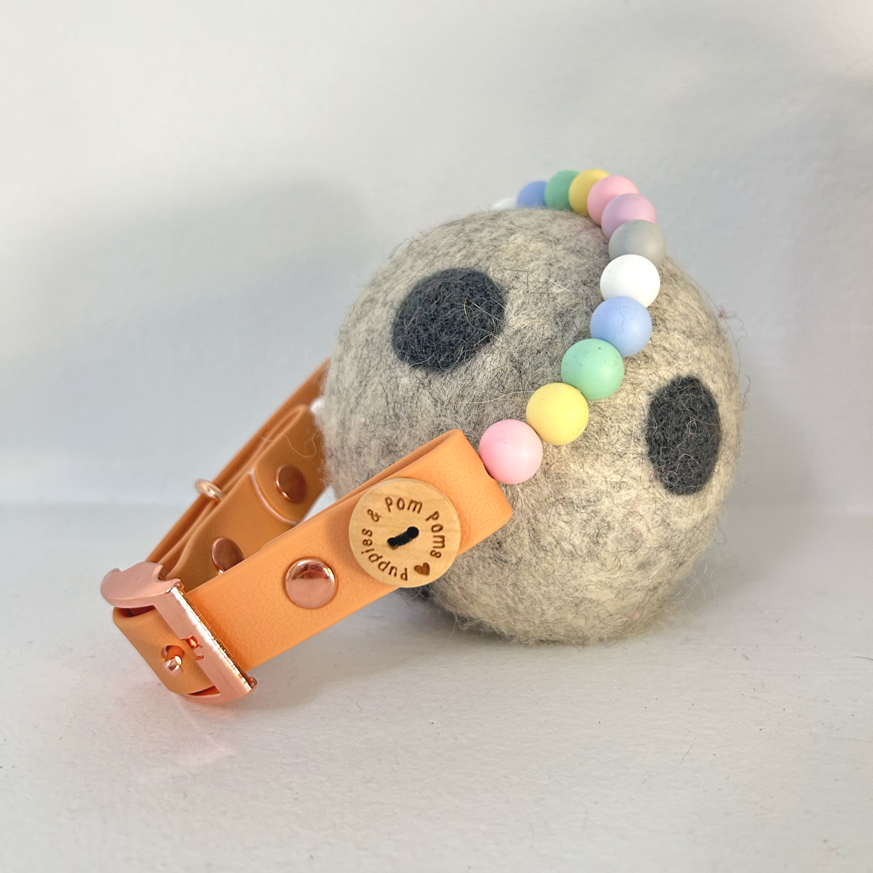 Handmade Vegan Beaded Dog Collar - Pastel Beads