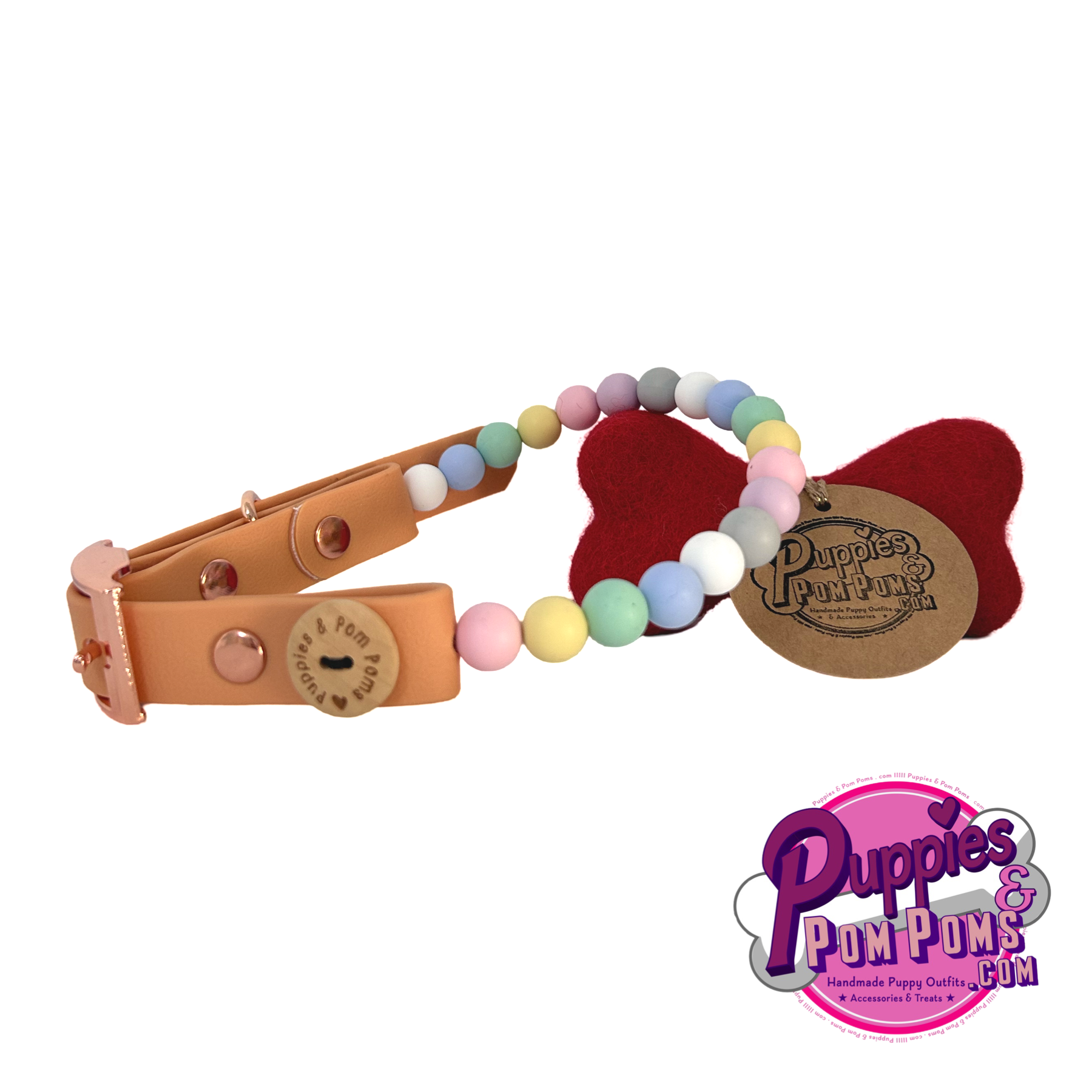 Handmade Vegan Beaded Dog Collar - Pastel Beads