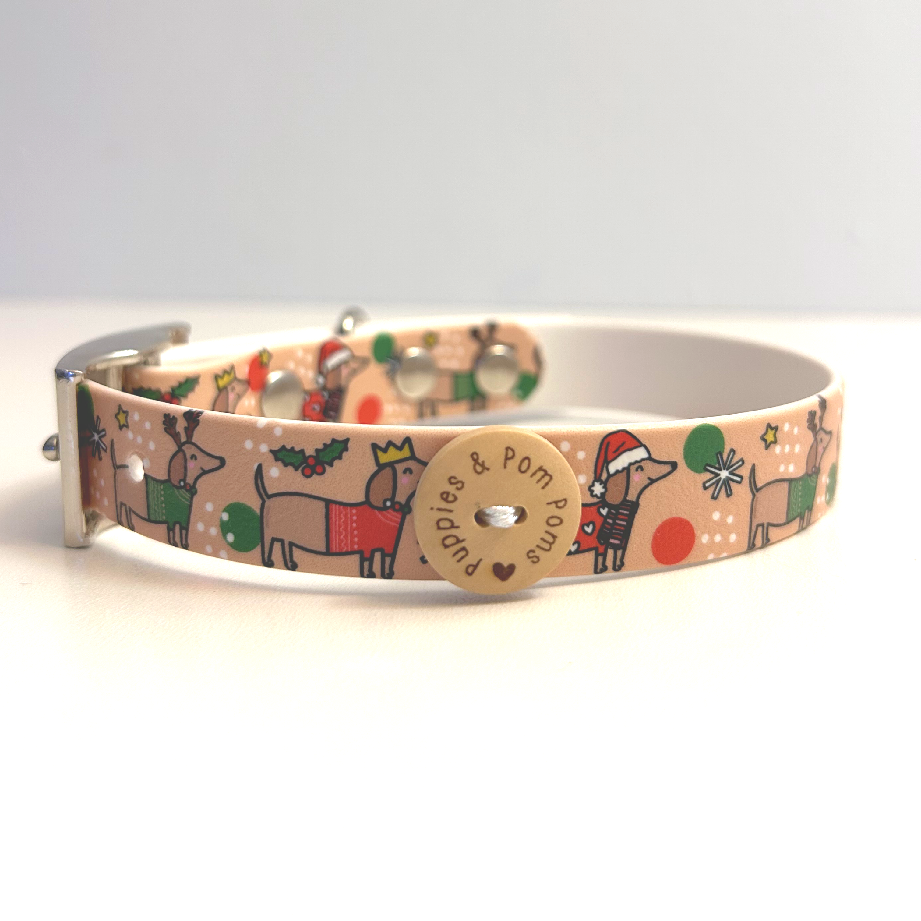 Christmas Dachshunds Handmade Dog Collar