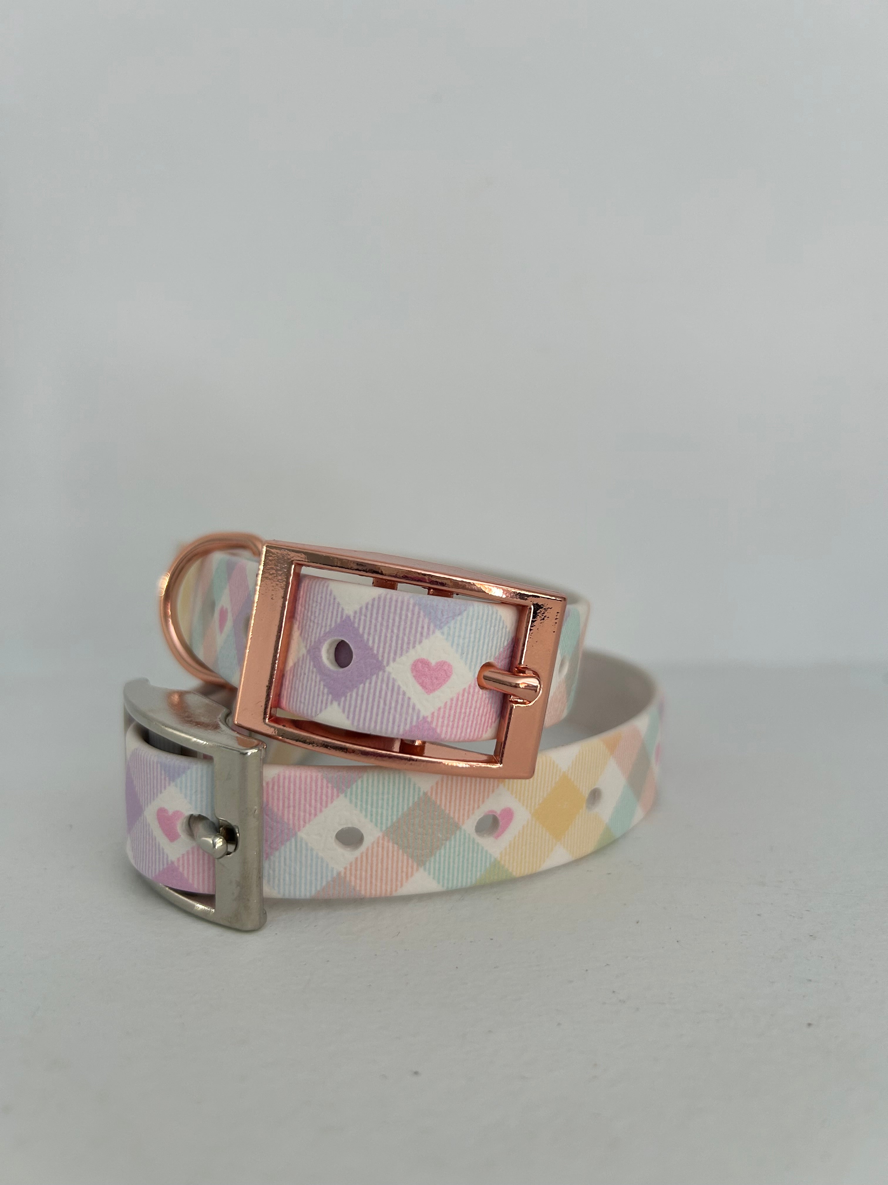Pastel Vichy Handmade Dog Collar