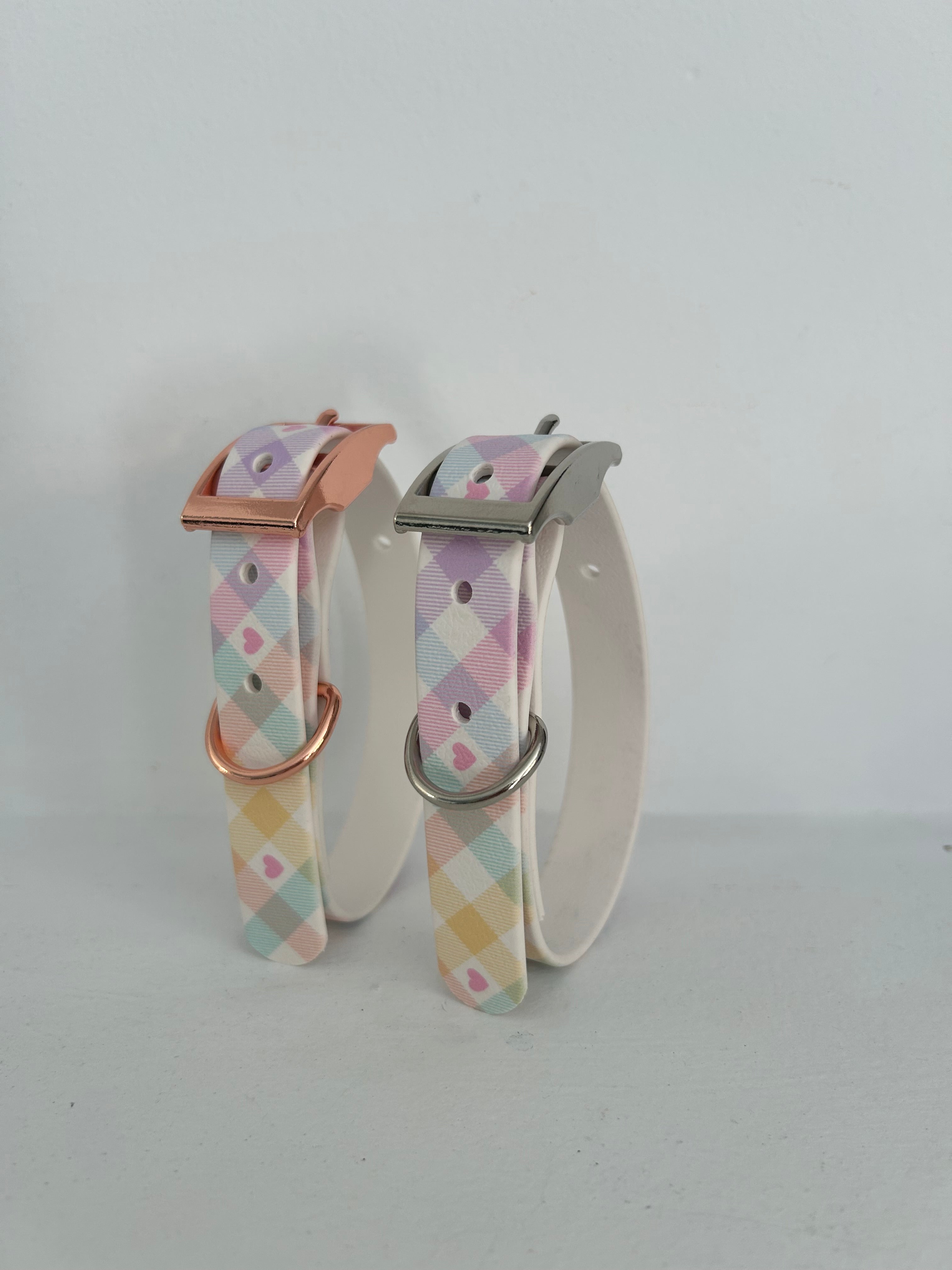 Pastel Vichy Handmade Dog Collar