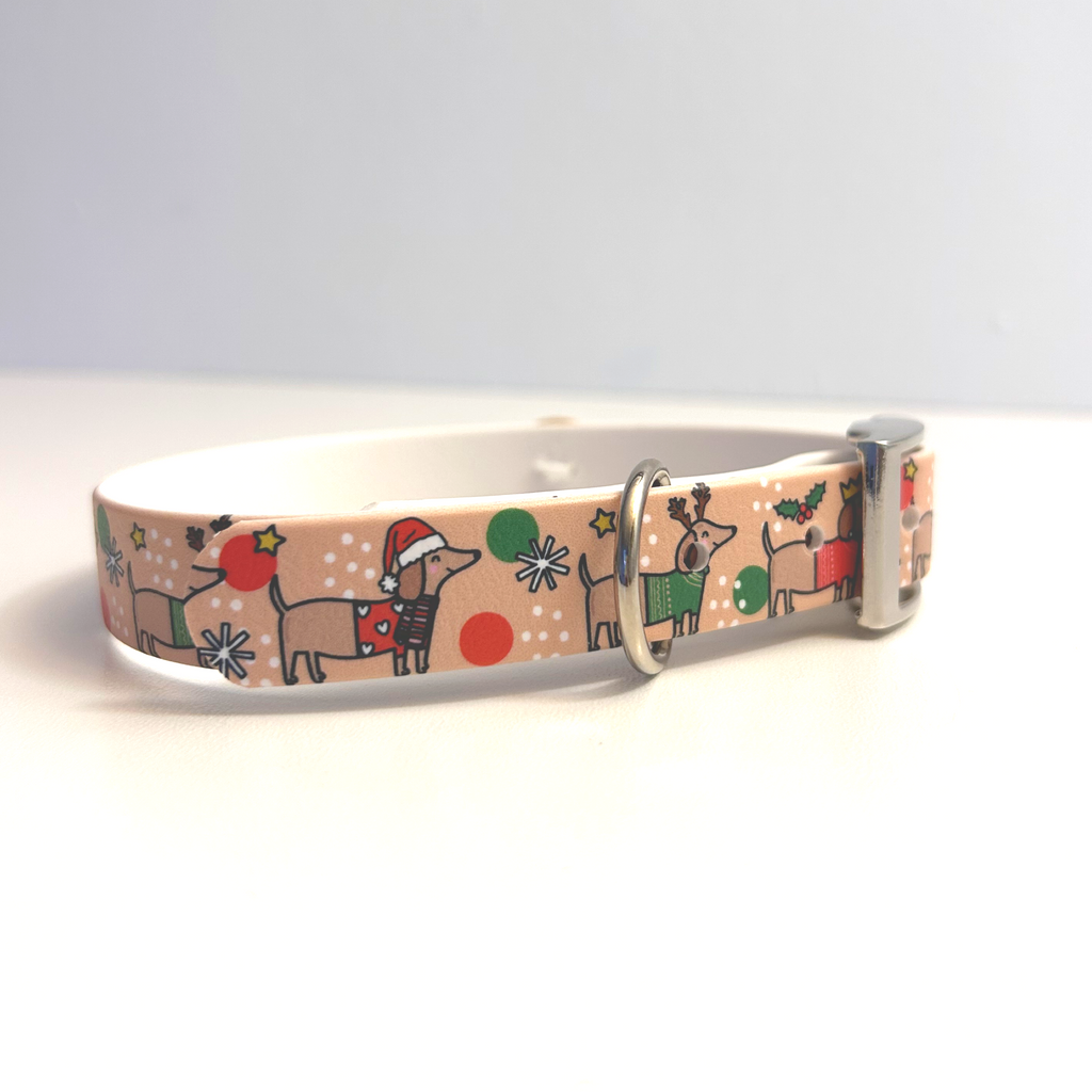 Christmas Dachshunds Handmade Dog Collar