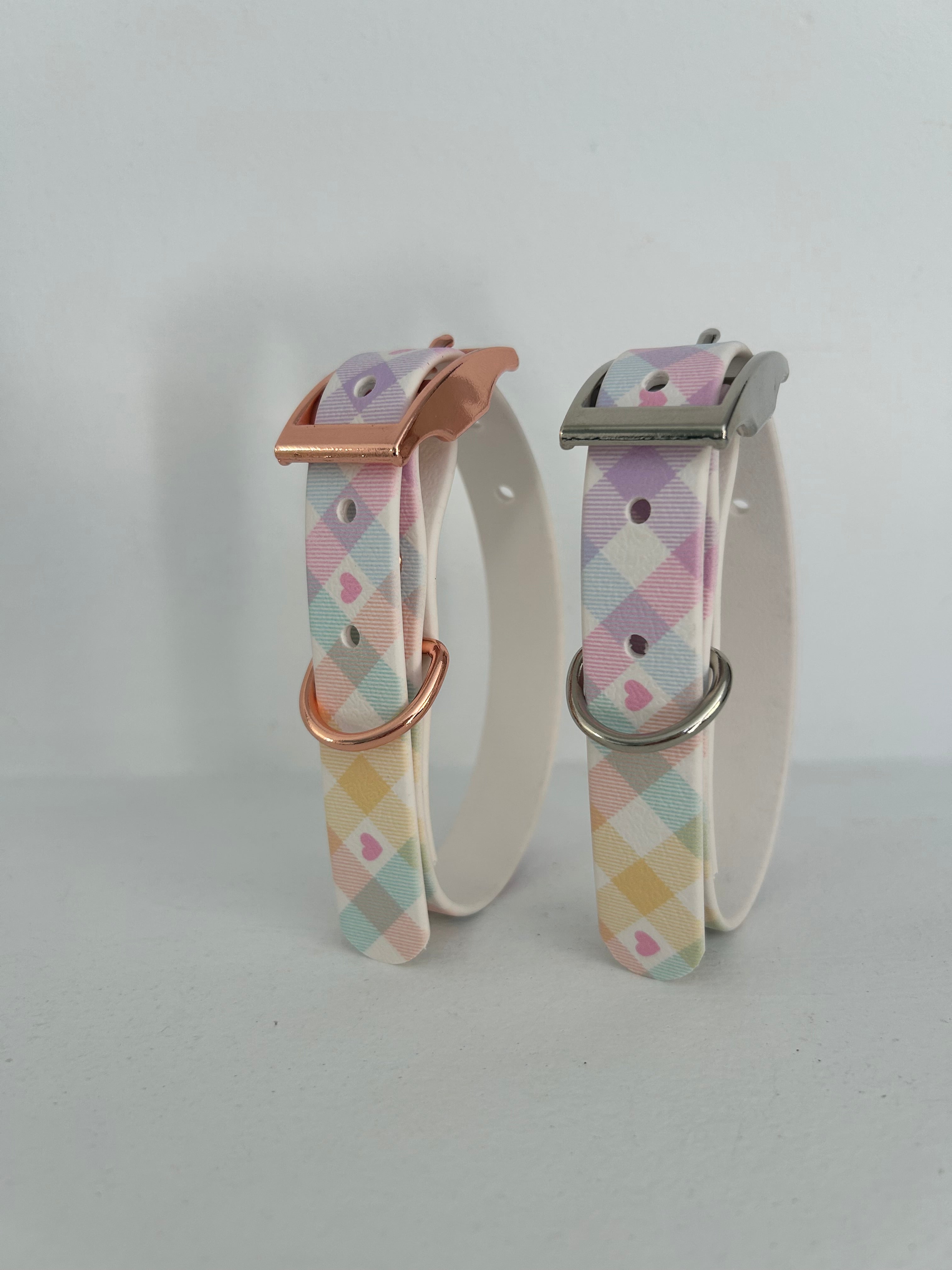 Pastel Vichy Handmade Dog Collar