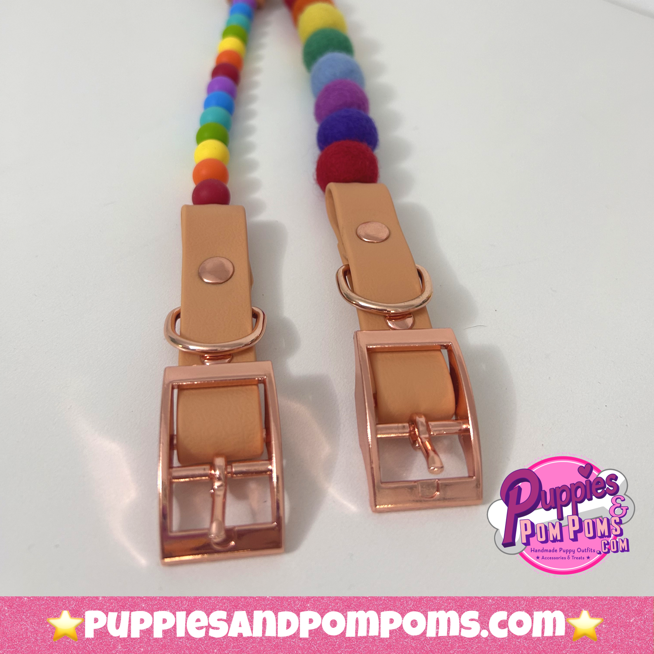 Handmade Rainbow Bead Dog Collar Vegan Leather