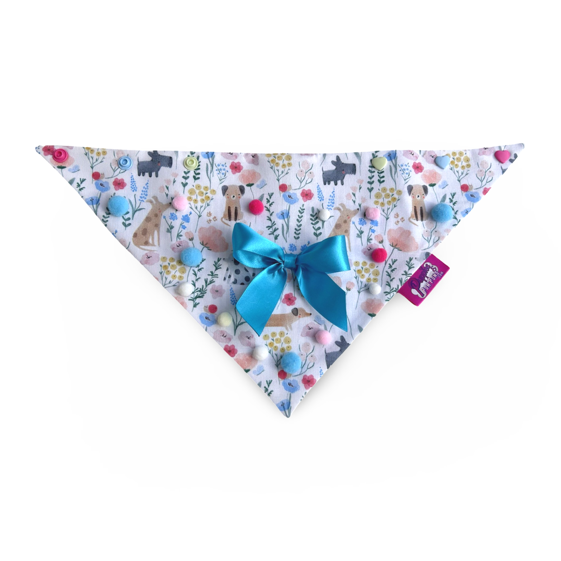Meadow Dachshunds Pom Pom Bandana - Snap On