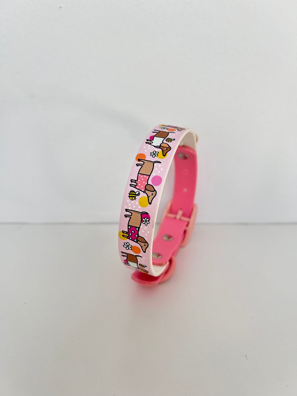 Bee Happy Dachshunds - Handmade Biothane Dog Collar - Powder Pink