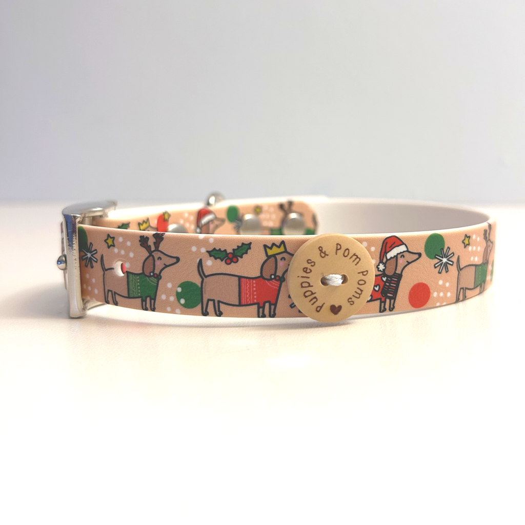 Christmas Dachshunds Handmade Dog Collar