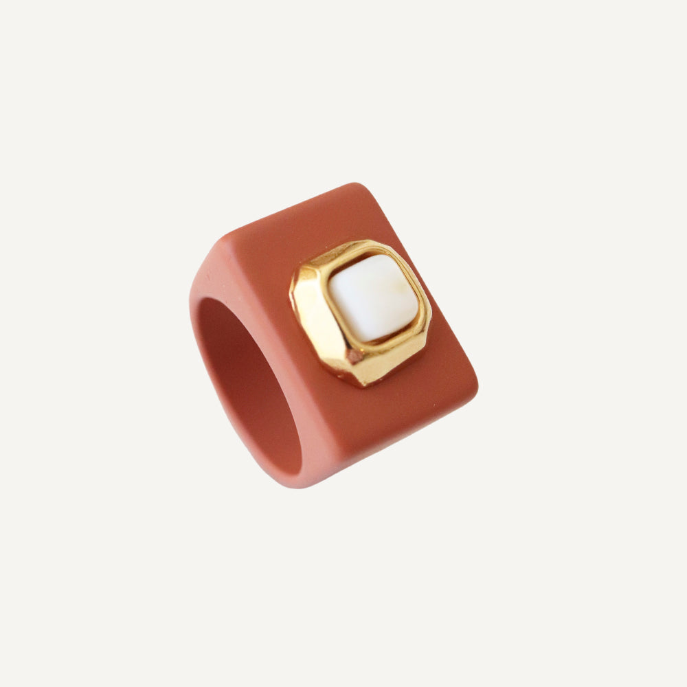 Anillos mujer grande color teja con Madreperla [ INDIA ]