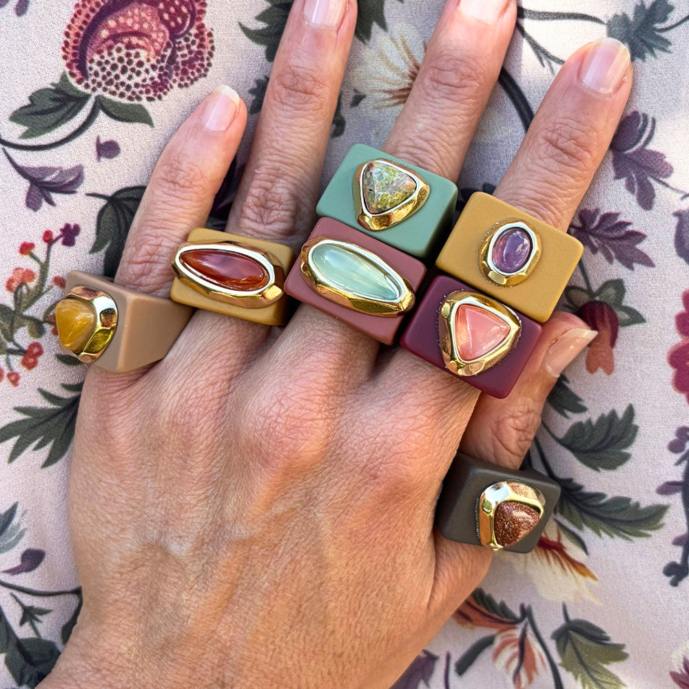 Anillo para mujer color moka ojo tigre