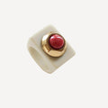 Anillo mujer color hielo con amazonita roja