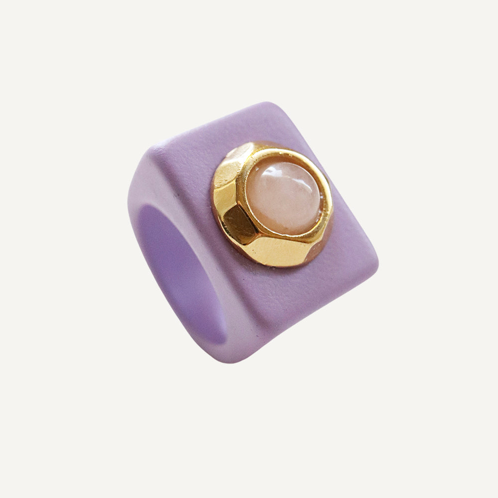Anillo malva con cuarzo rosa [ ALMA ]