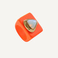 Anillos grandes bisutería color naranja flúor con piedra natural [ Spritz ]