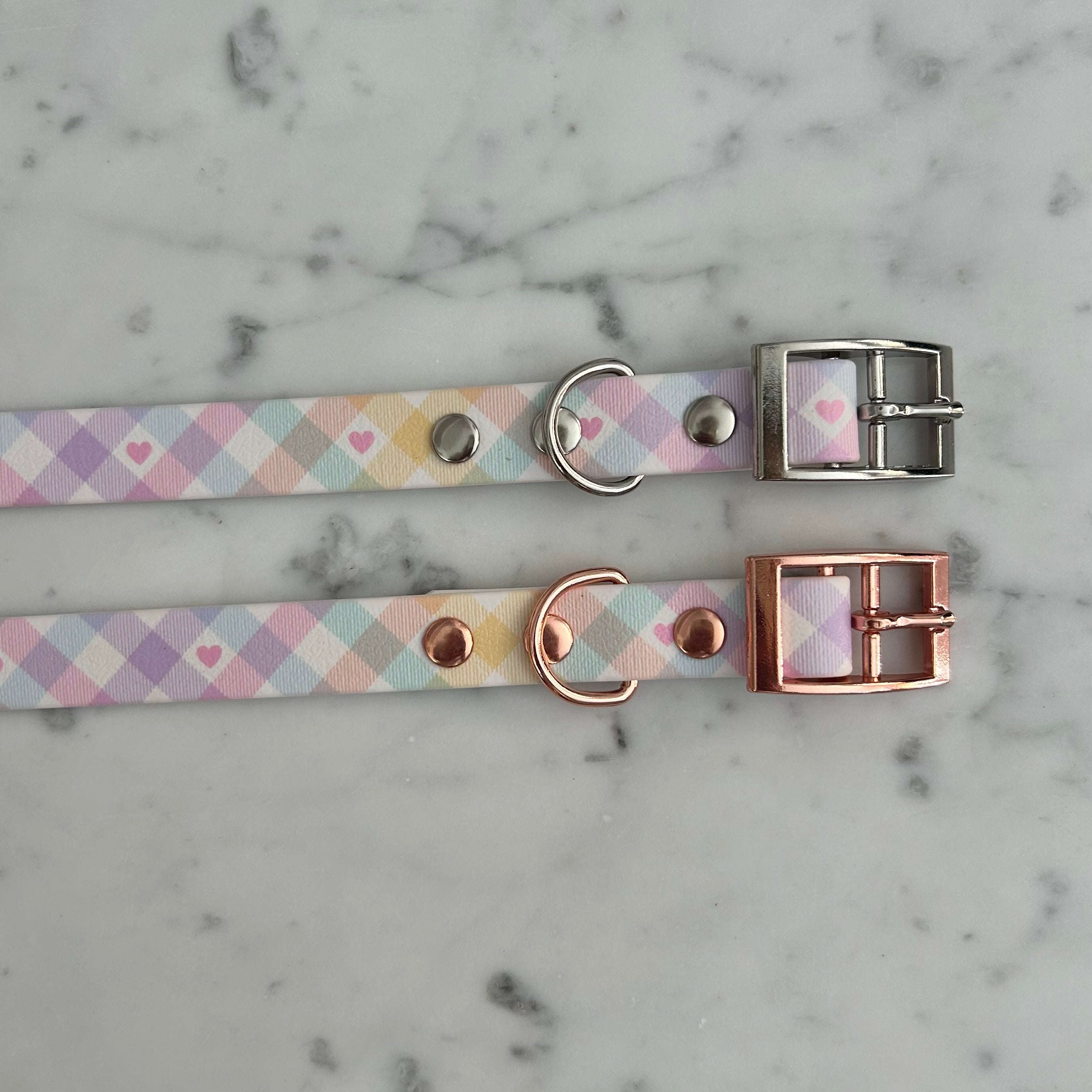 Pastel Vichy Handmade Dog Collar