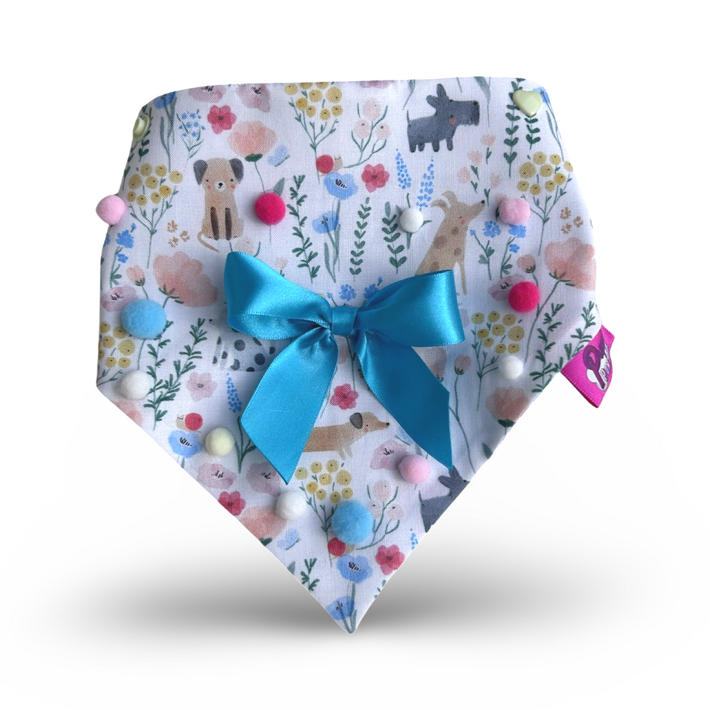 Meadow Dachshunds Pom Pom Bandana - Snap On