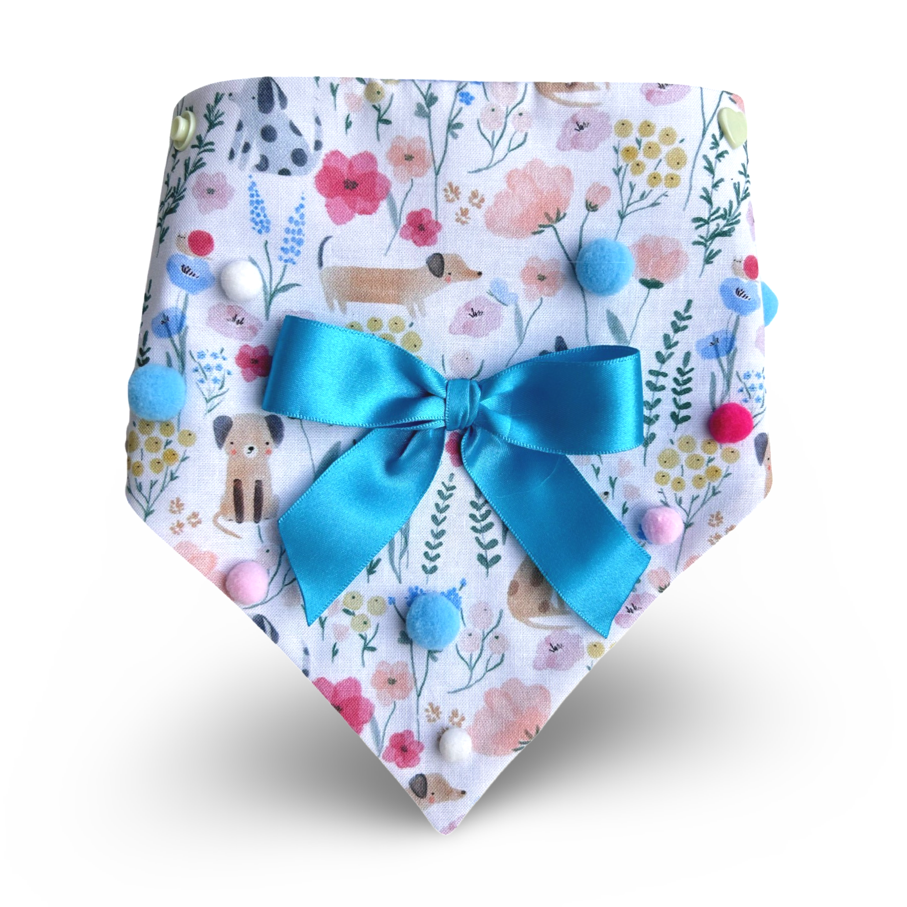 Meadow Dachshunds Pom Pom Bandana - Snap On