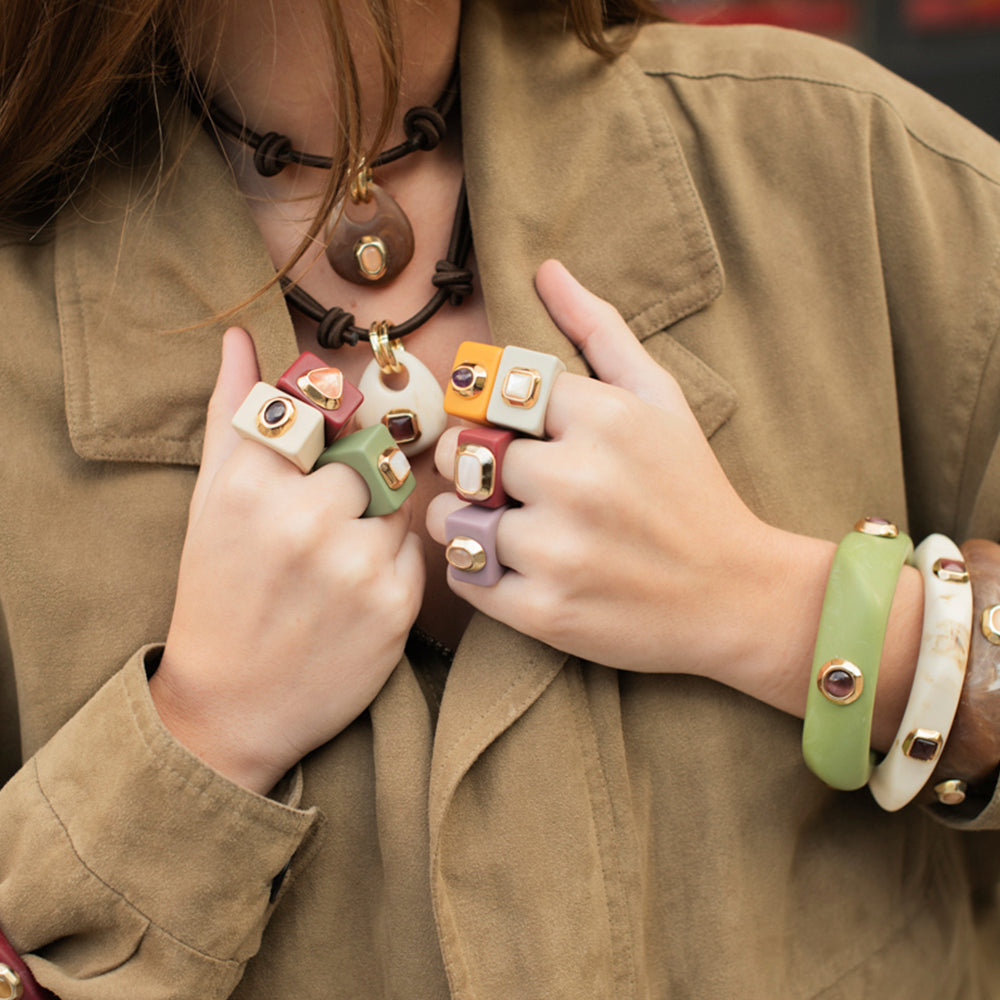 Anillos mujer grande color teja con Madreperla [ INDIA ]