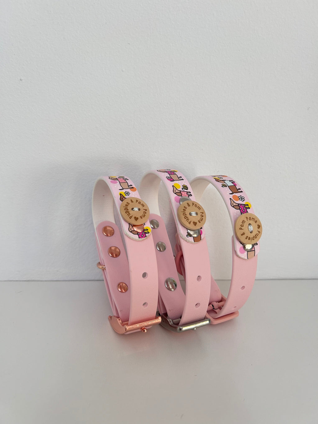 Bee Happy Dachshunds - Handmade Biothane Dog Collar - Powder Pink