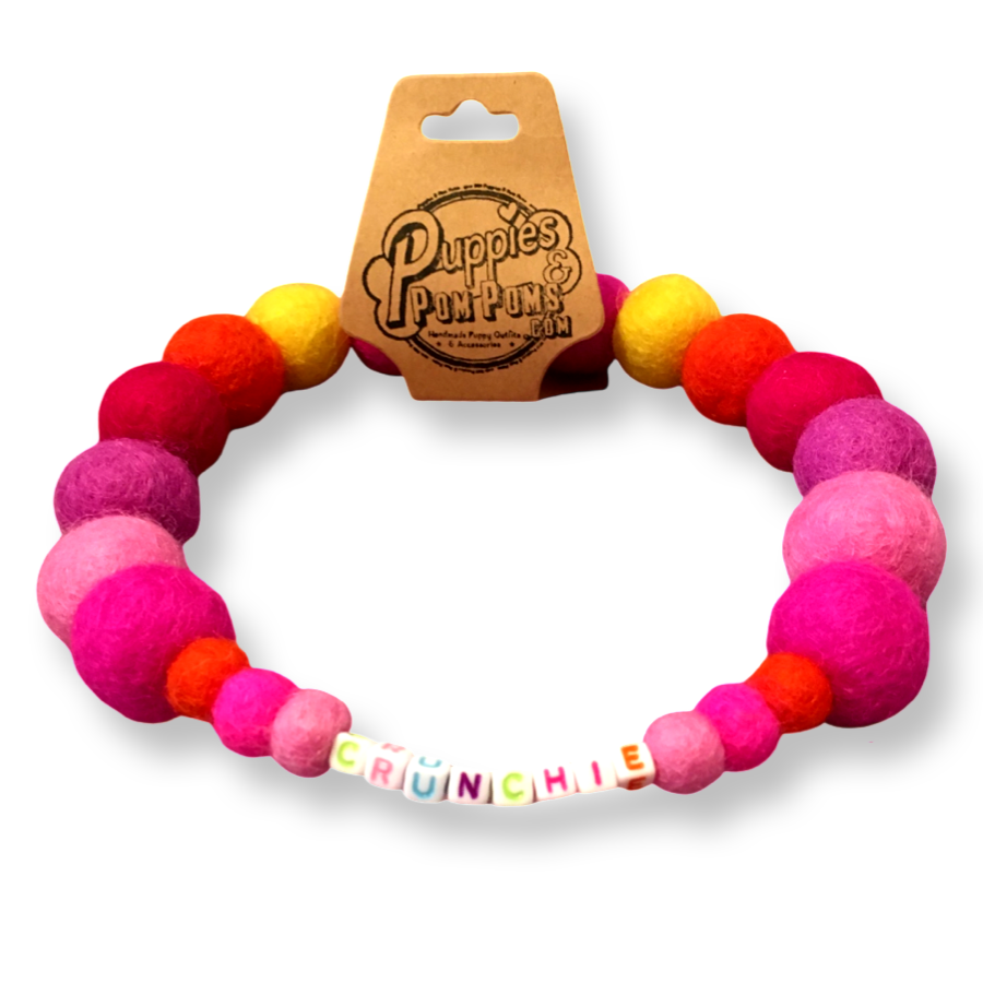 Pink - Personalised Pom Pom Dog Collar