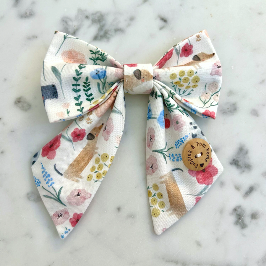 Handmade Dog Sailer Bow Tie - Meadow Dachshunds