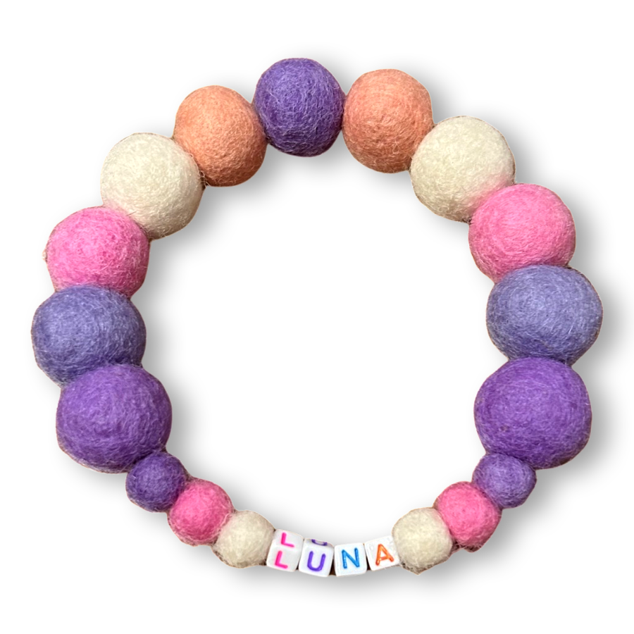 Lavender & Pinks - Personalised Pom Pom Dog Collar - As seen in Vogue