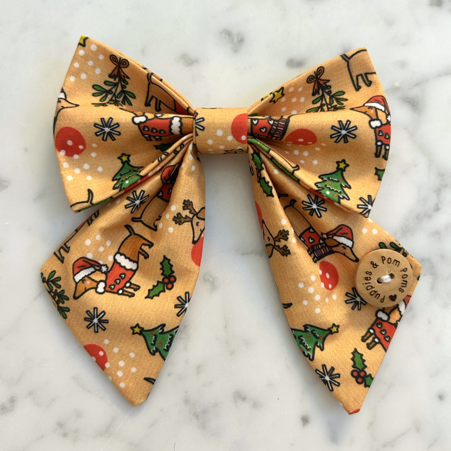 Handmade Dog Sailer Bow Tie - Christmas Dachshunds