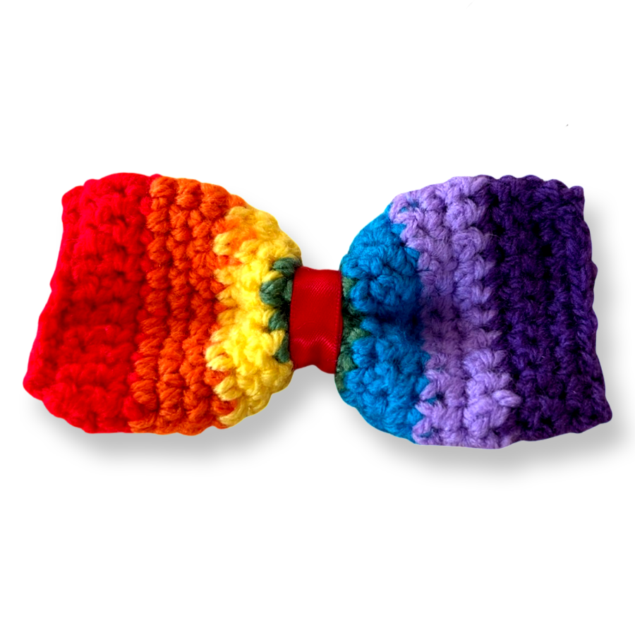 Handmade Dog Bow Tie Rainbow Crochet