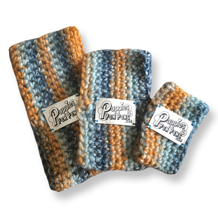 Ombré Blue / Orange Crochet Dog Snood / Buff