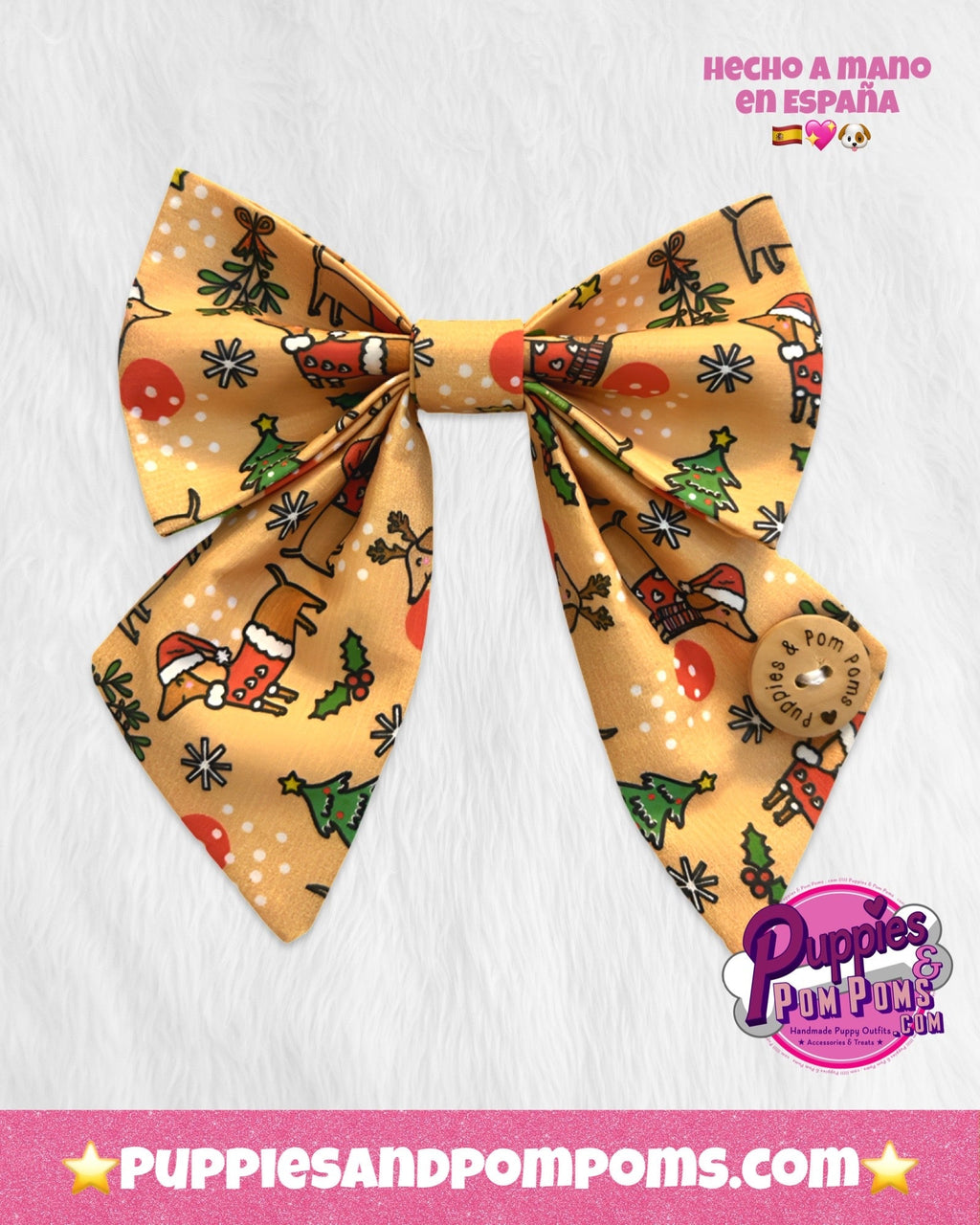 Handmade Dog Sailer Bow Tie - Christmas Dachshunds
