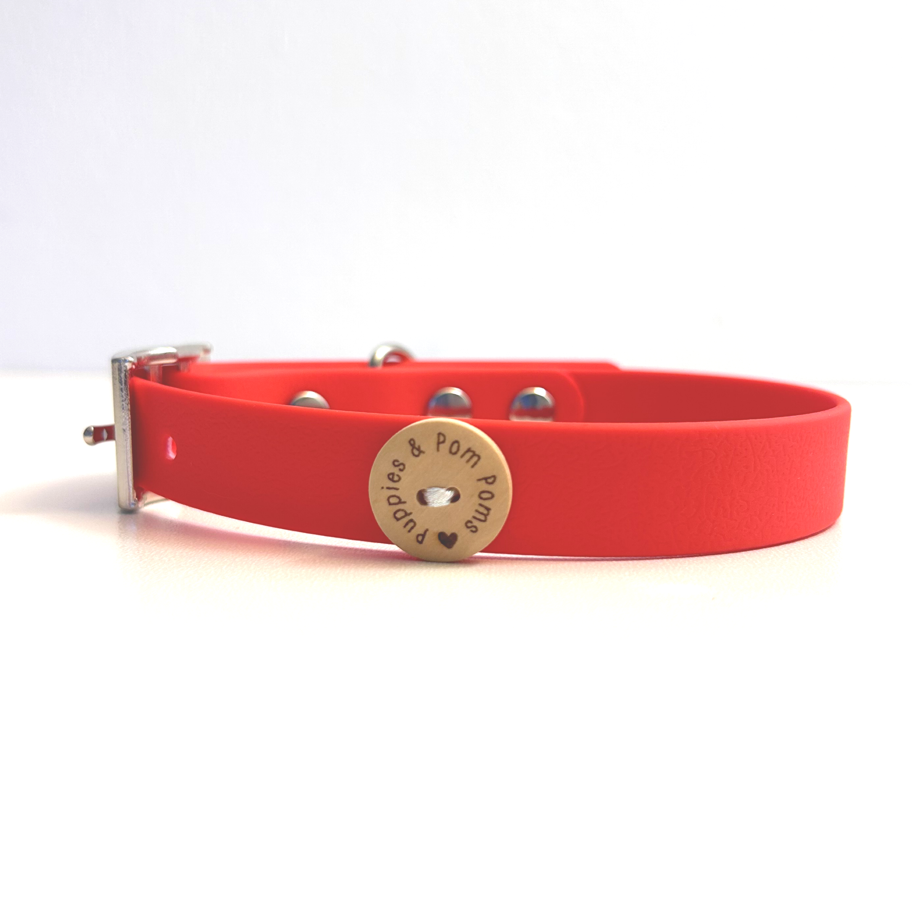 Red Handmade Vegan Leather Dog Collar