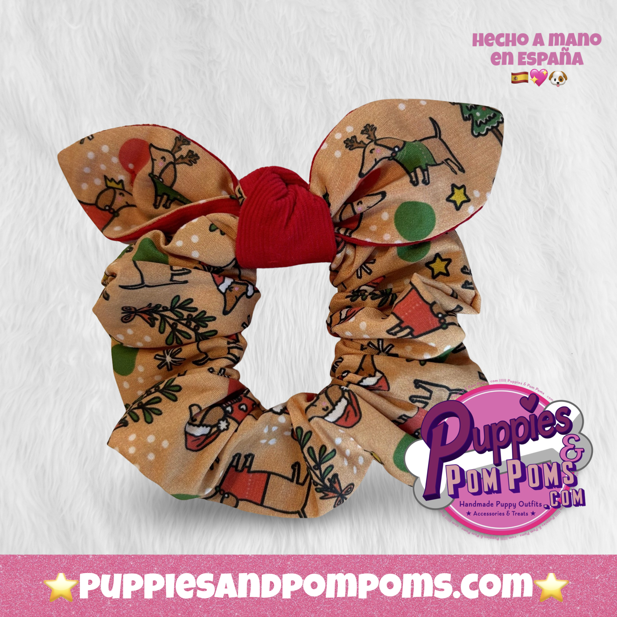 Scrunchie with Bow - Christmas Dachshunds