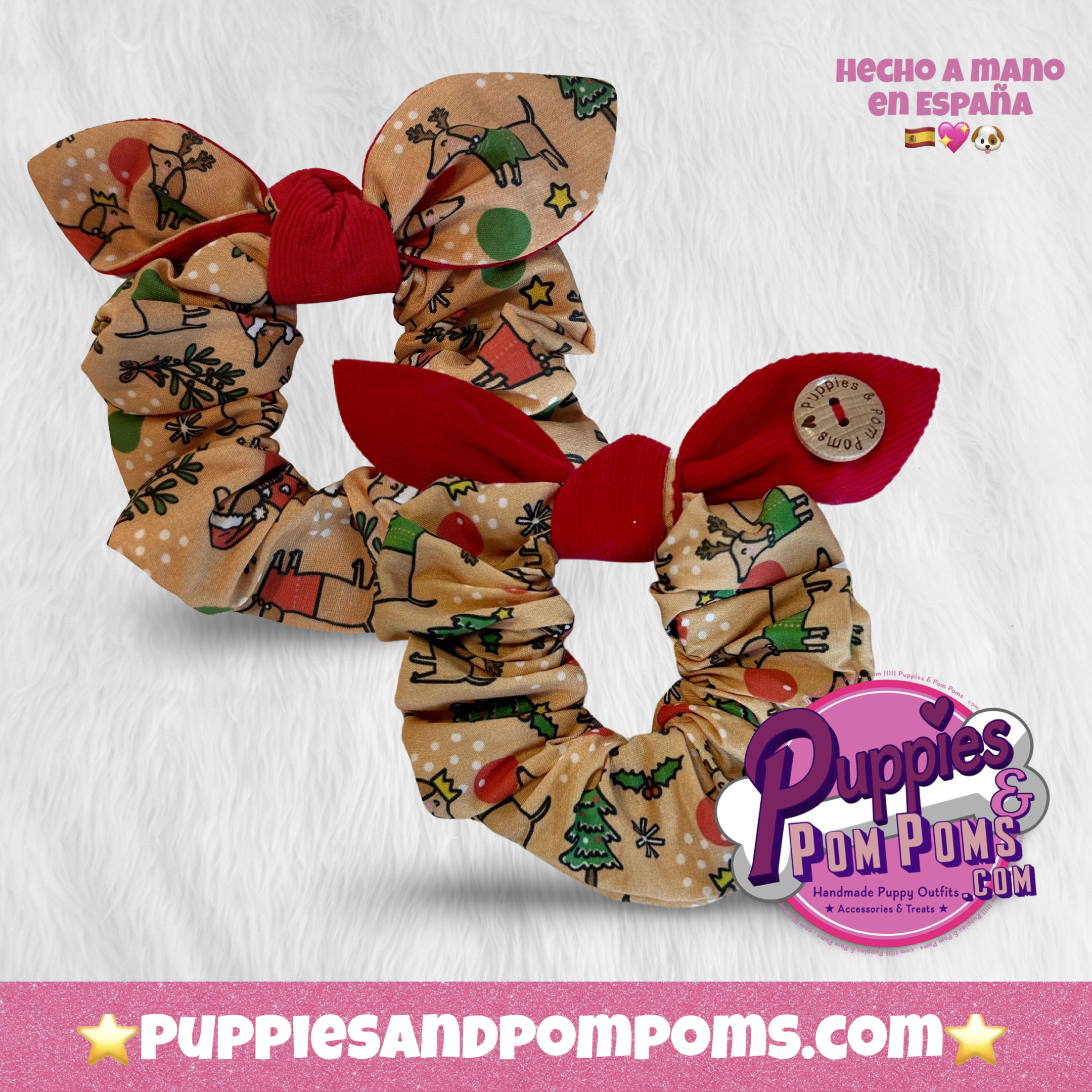 Scrunchie with Bow - Christmas Dachshunds