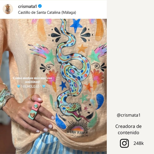 Anillo para mujer Mint con piedra natural cuarzo sandia