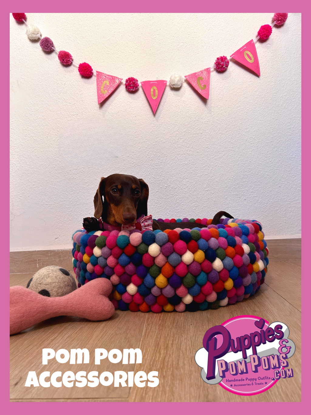 Pom Pom Garland -  Personalised Birthday Bunting - Pink