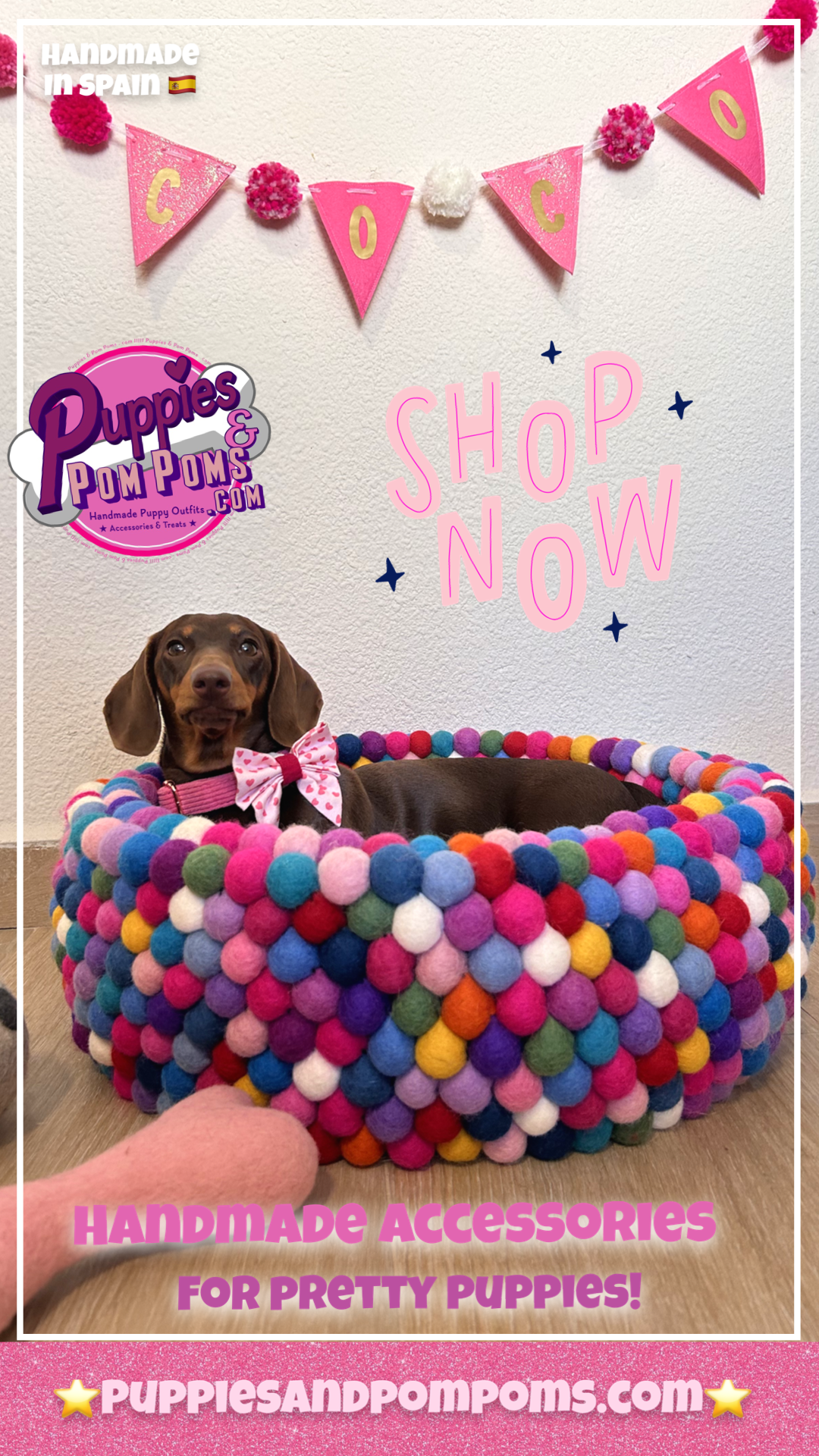 Pom Pom Garland -  Personalised Birthday Bunting - Pink