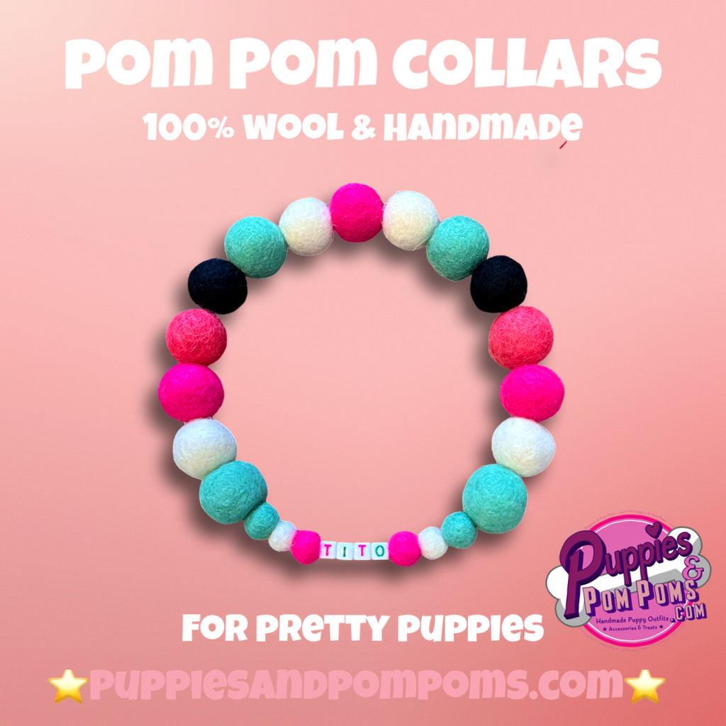 Watermelon  Personalised Pom Pom Dog Collar