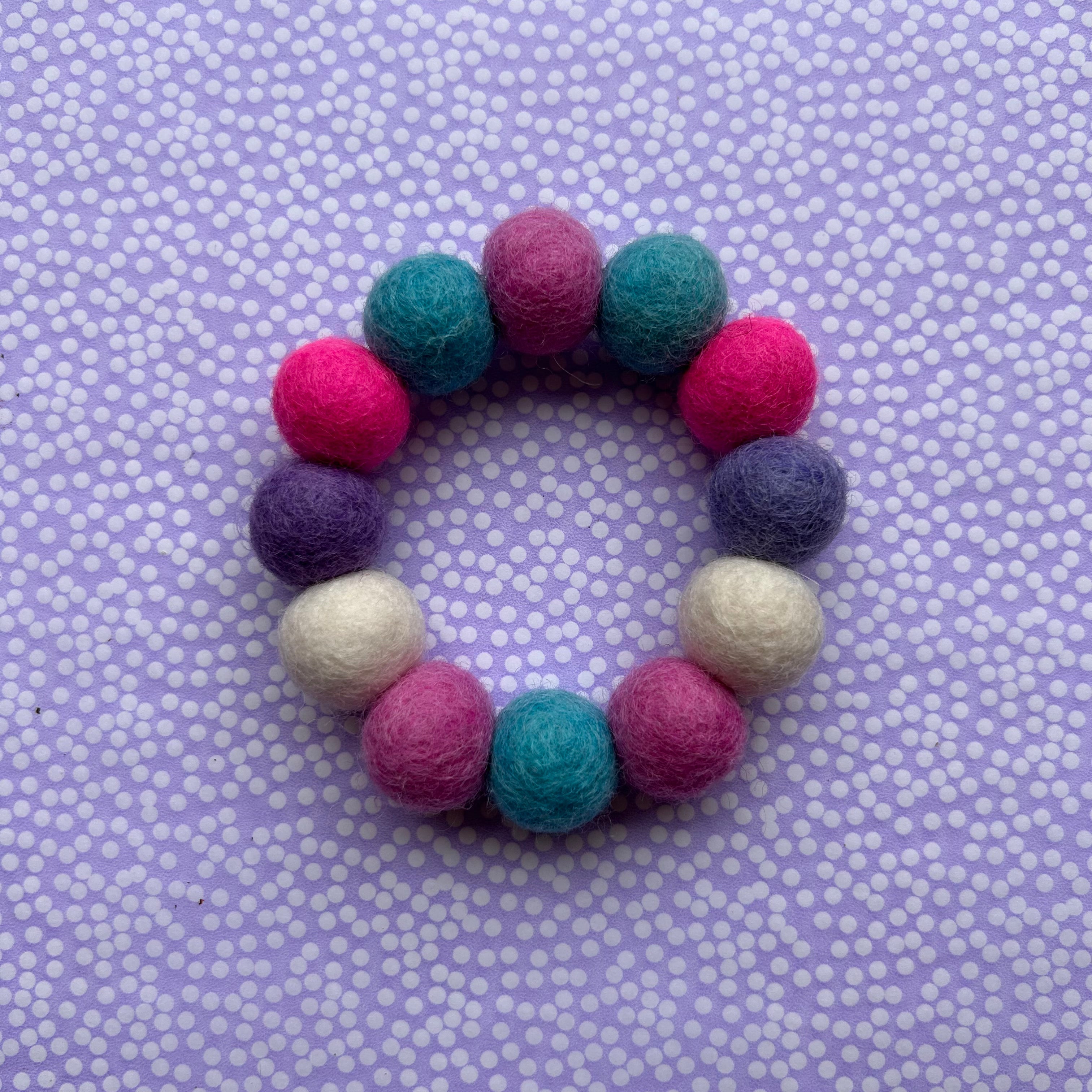 Pink, Blue & Purple Mix - Personalised Pom Pom Dog Collar