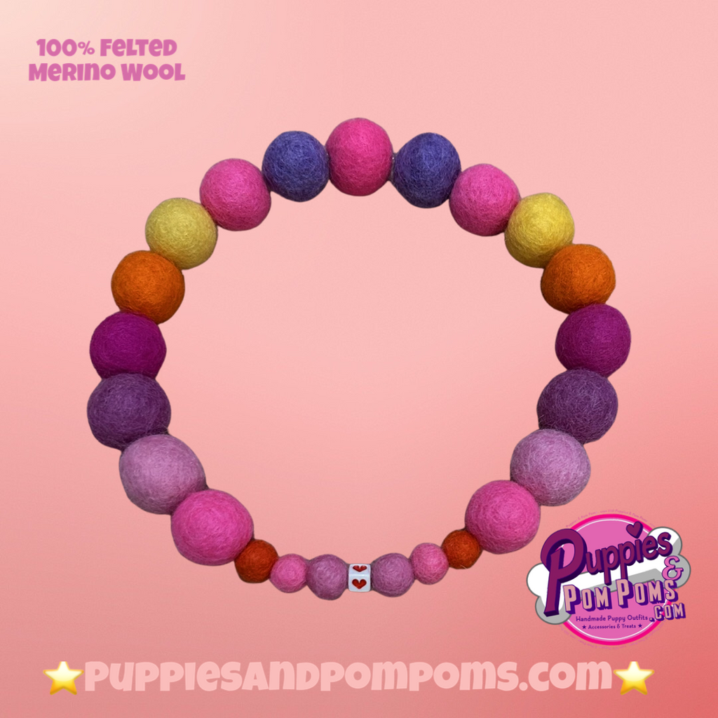 Pink - Personalised Pom Pom Dog Collar