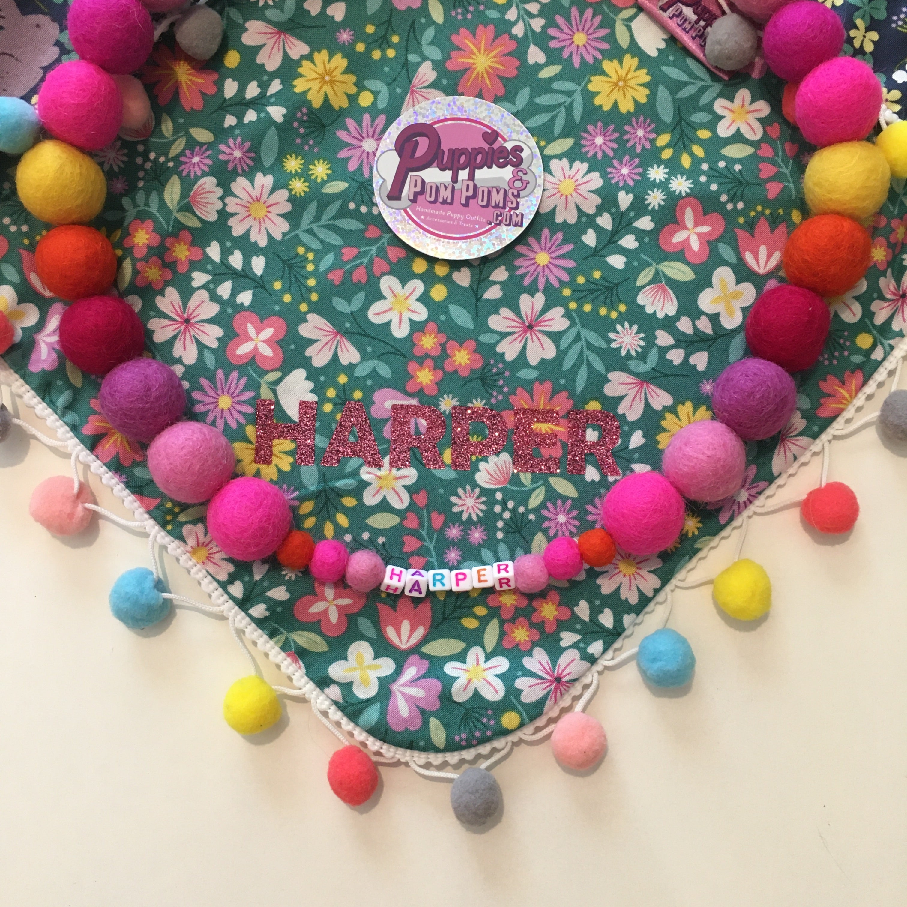 Pink - Personalised Pom Pom Dog Collar