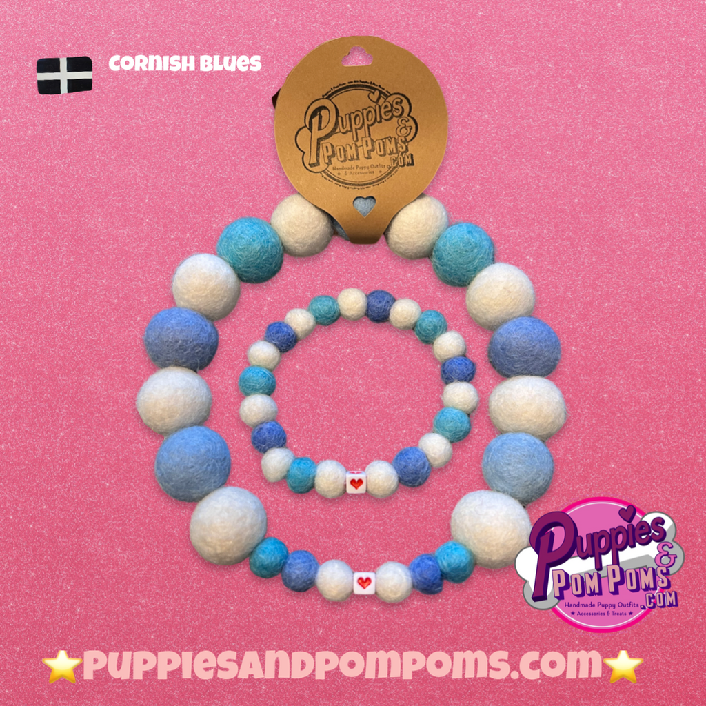 Pom Pom Bracelet - Cornish Blues / Baby Blues - Small Balls