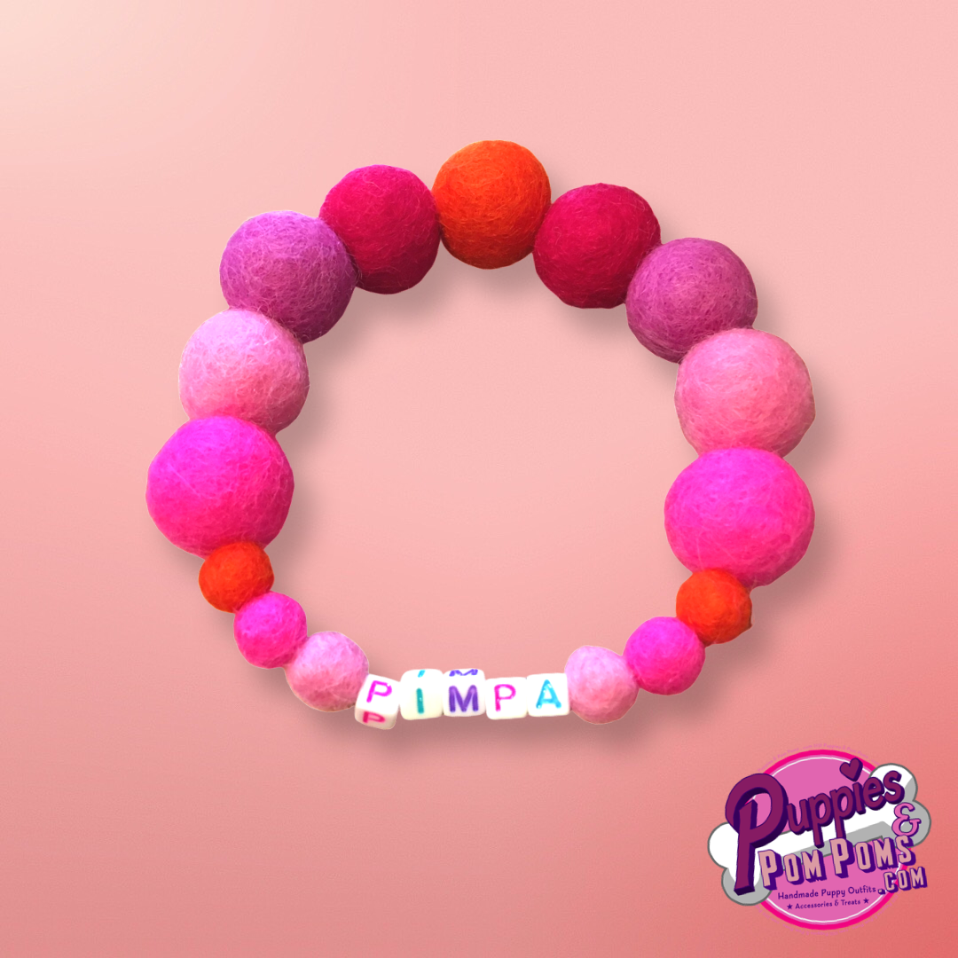 Pink - Personalised Pom Pom Dog Collar