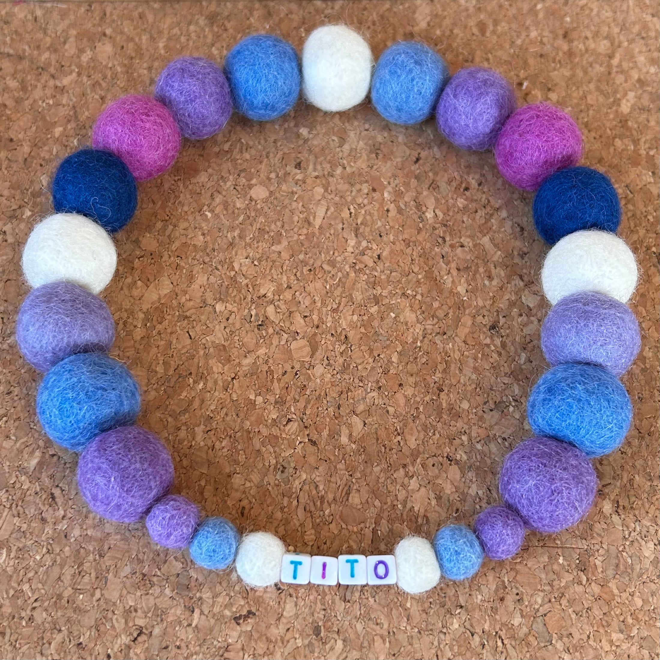 Personalised Pom Pom Dog Collar - Lavender Blue